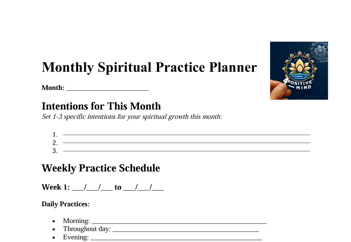 Monthly Spiritual Practice Planner Template