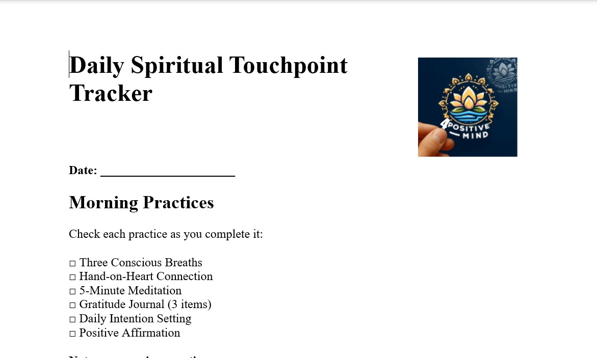 Daily Spiritual Touchpoint Tracker Template